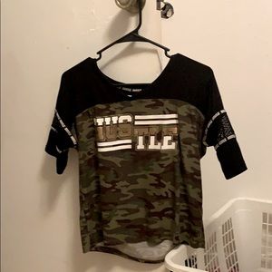 Off the shoulder Hustle  shirt